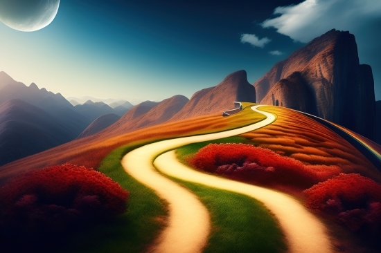 Ai Generator Stable Diffusion, Mage Ai Art, Landscape, Sky, Sunset, Canyon