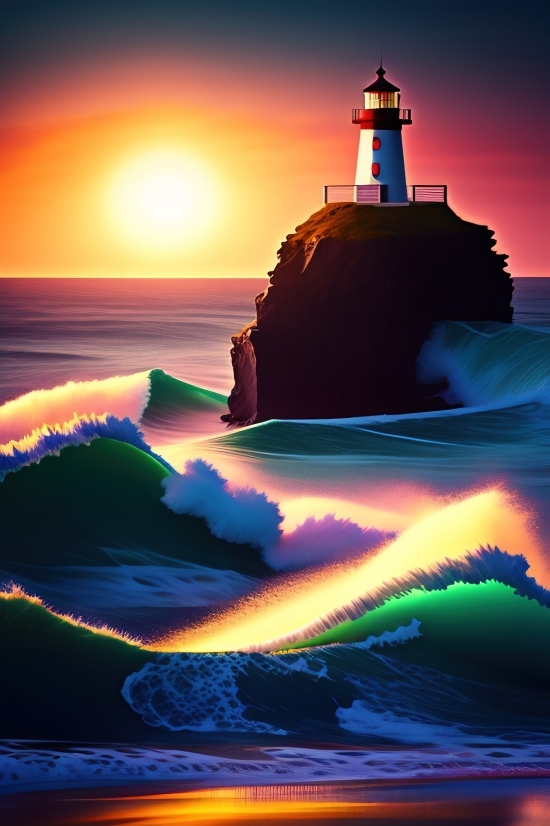 Ai Image Enhancer Free, Sea, Sun, Sunset, Sky, Water