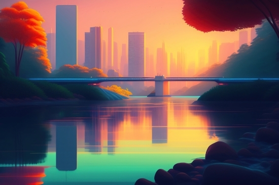 Ai Image Generator Anime, Sun, Sunset, Sky, Water, Sunrise