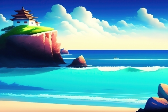 Ai Image Sharpening, Sea, Turquoise, Beach, Ocean, Sky