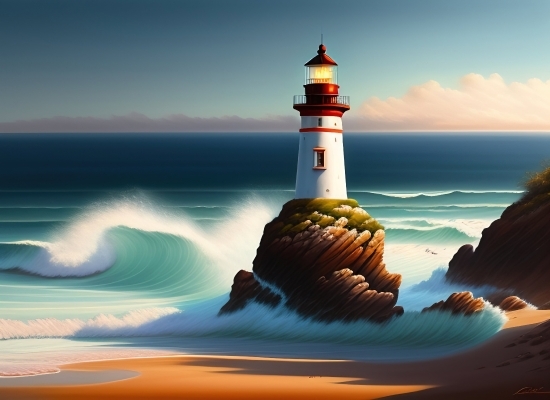 Ai Images From Text, Beacon, Tower, Structure, Lighthouse, Coast