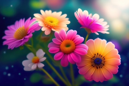 Ai Photo Restore, Pollen, Daisy, Flower, Pink, Spring