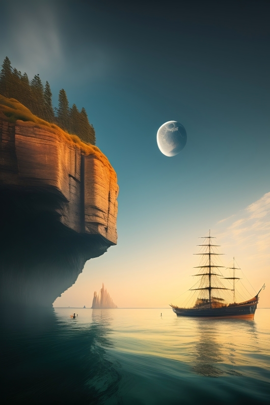 Ai Picture Generator Free, Pirate, Ship, Sky, Vessel, Boat