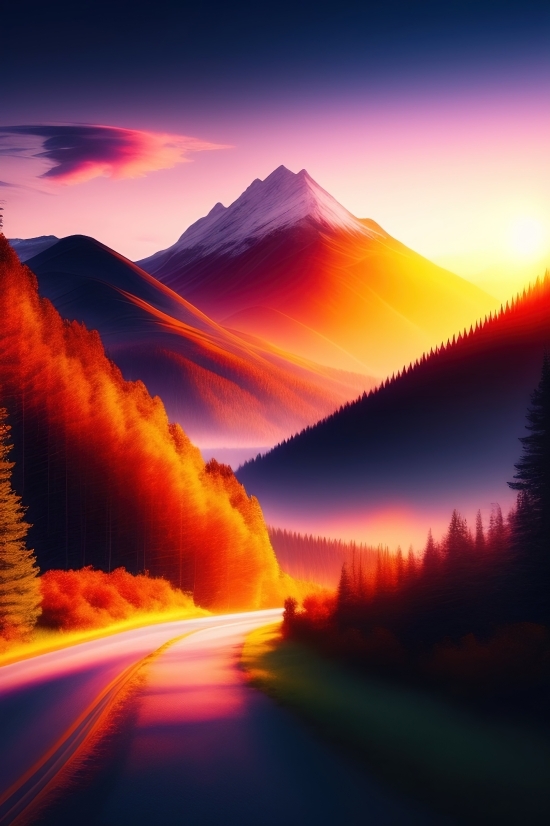 Ai Profile Pic Free, Sun, Sunset, Landscape, Sky, Mountain