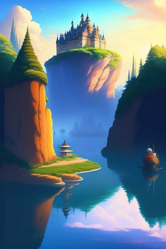 Ai Realistic Drawing, Reflection, Lake, Sky, Water, Landscape