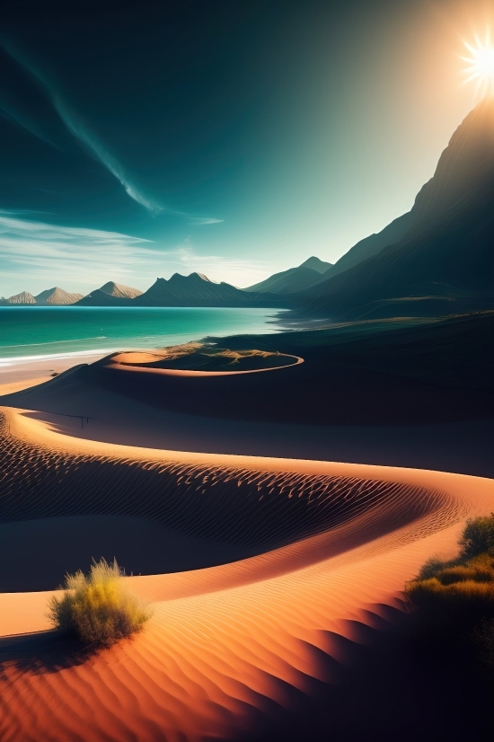 Ai Self Art, Dune, Sand, Sunset, Landscape, Sky