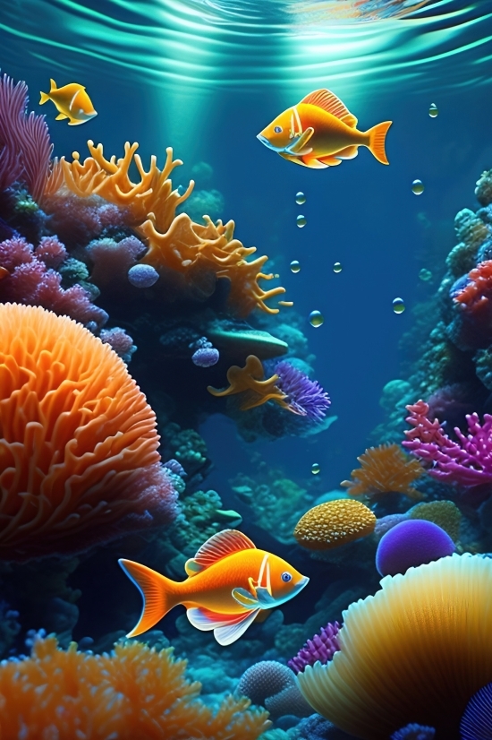 Ai Upscale Image, Anemone Fish, Underwater, Reef, Coral, Sea