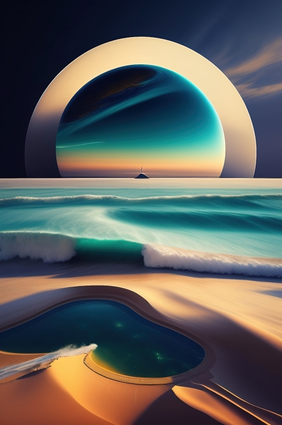 Ai Vector Art, Seascape, Sea, Ocean, Sand, Beach