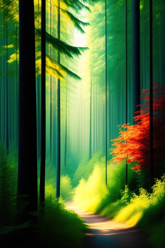 Alley, Art, Forest, Pattern, Tree, Colorful
