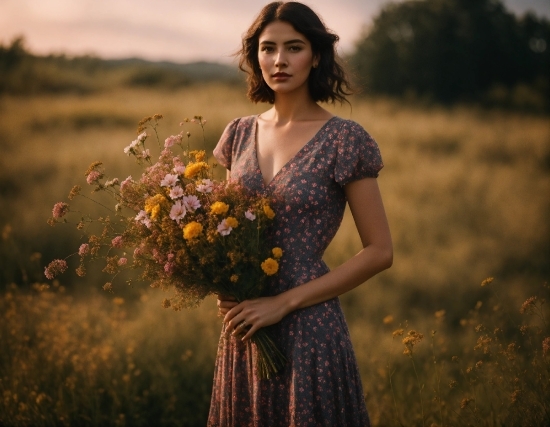 Animated Background Gif, Cover Girl, Happy, Portrait, Bouquet, Pretty