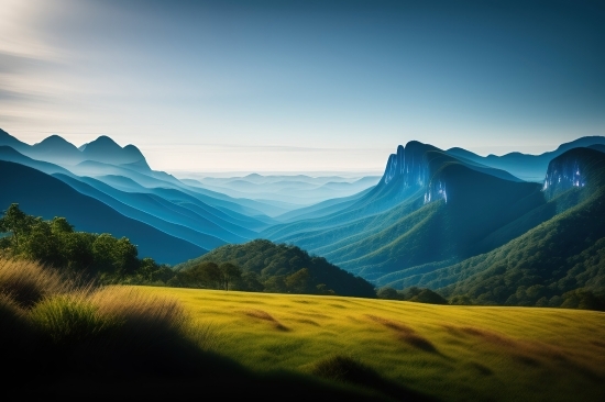 Anime Ai Image, Glacier, Landscape, Mountain, Sky, Highland