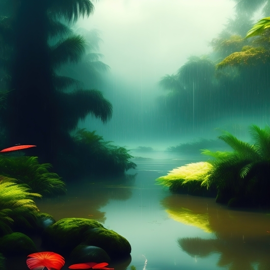 Aquatic, Water, Reflection, Sky, Landscape, Tree