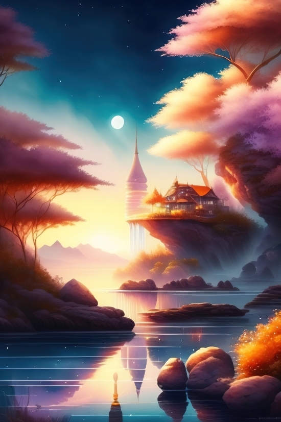 Art Of Ai, Art Of Ai, Sun, Sunset, Sky, Star