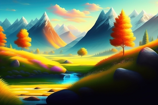 Asking An Ai To Draw, Animate Image Ai, Sunset, Sky, Landscape, Sun