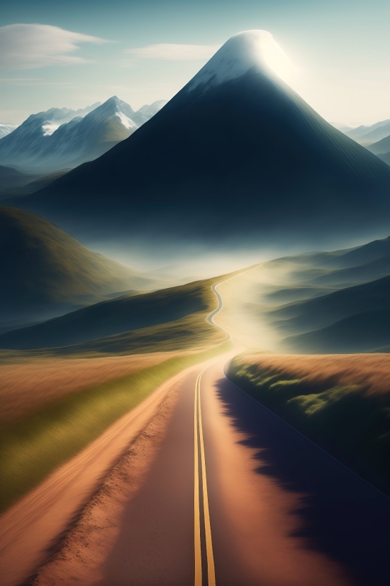 Asphalt, Dune, Landscape, Road, Horizon, Sky