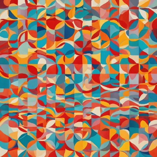 Azure, Orange, Rectangle, Line, Art, Pattern
