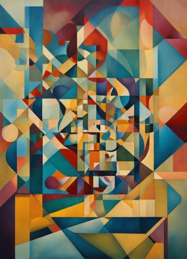 Azure, Rectangle, Orange, Triangle, Textile, Art