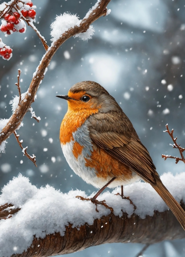 Bird, Finch, Brambling, Wildlife, Snow, Beak