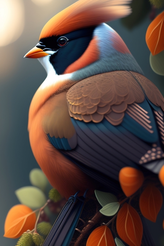 Bird, Wildlife, Container, Ball, Orange, Vessel