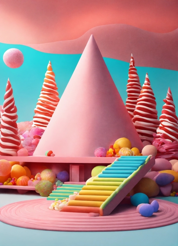 Blue, Cone, Pink, Triangle, Tints And Shades, Art