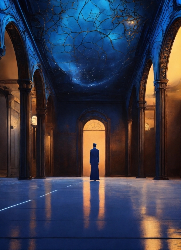 Blue, Light, Interior Design, World, Hall, Floor