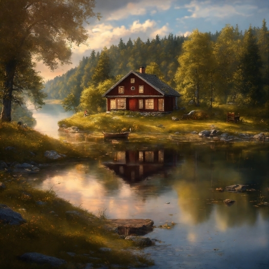 Boathouse, Shed, Outbuilding, Building, Lake, Water