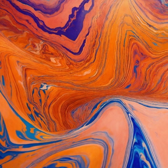 Brown, Azure, Orange, Fluid, Art, Painting