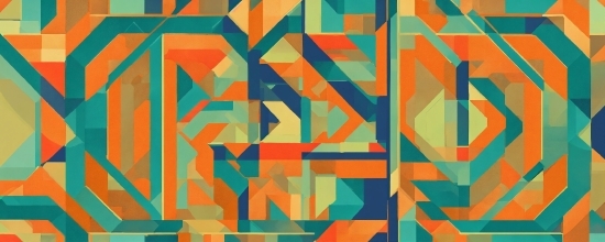 Brown, Rectangle, Textile, Orange, Triangle, Art
