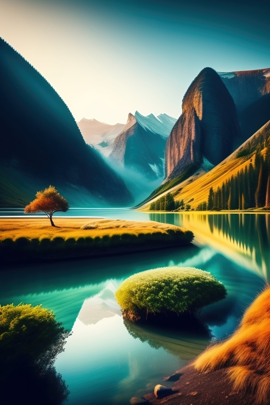 Canyon, Landscape, Ravine, Water, Sky, Beach