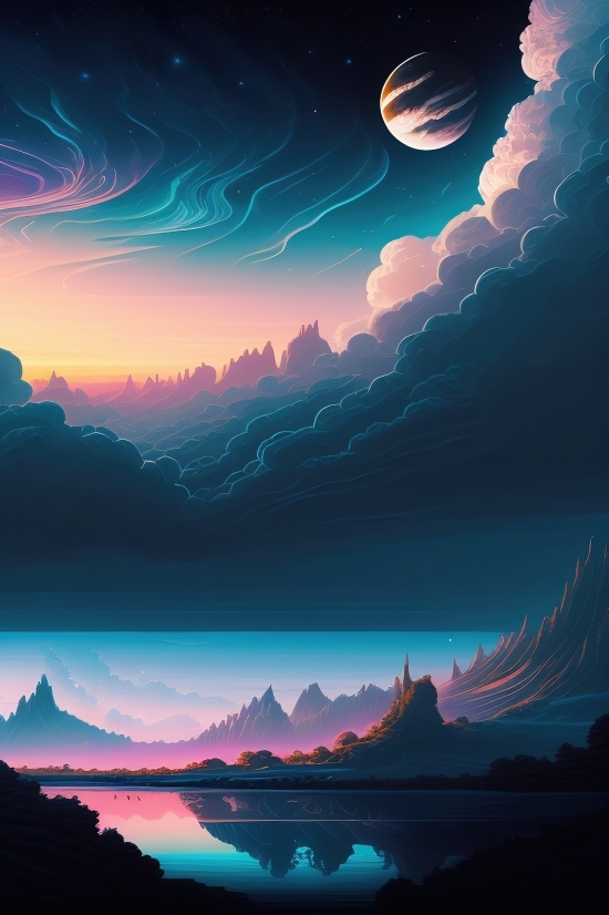 Canyon, Ravine, Digital, Light, Space, Wallpaper