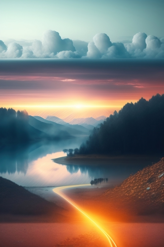 Canyon, Ravine, Lake, Valley, Sky, Landscape