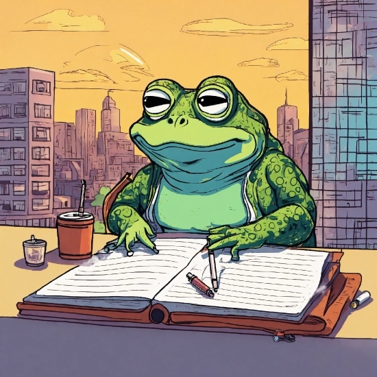 Cartoon, Frog, True Frog, Art, Toad, Painting