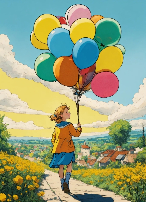 Cartoon, Fun, Child, Balloon, Kid, Art