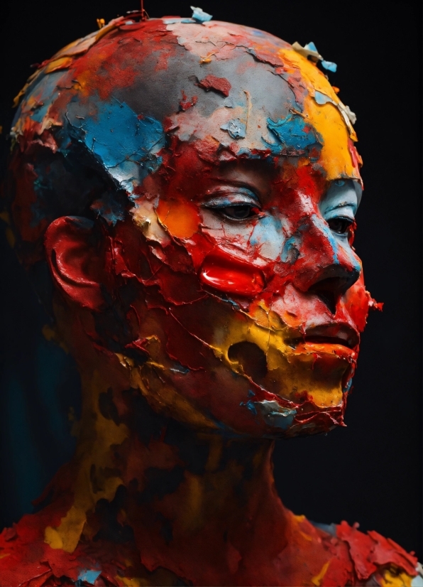 Chin, Jaw, Sculpture, Art, Red, Paint