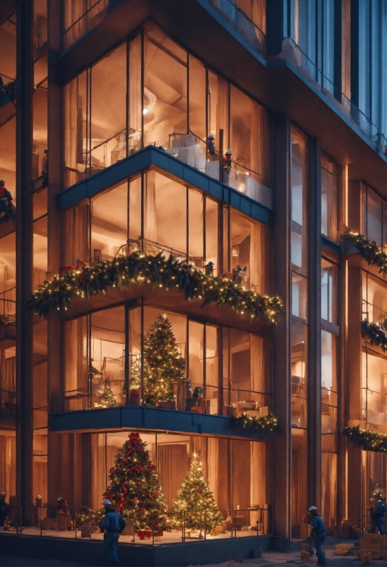 Christmas Tree, Building, Architecture, Window, Plant, Woody Plant