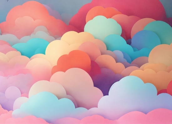 Cloud, Azure, Balloon, Orange, Pink, Font