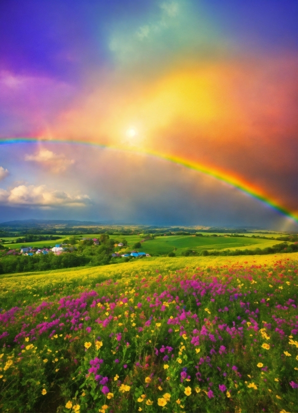 Cloud, Sky, Flower, Plant, Ecoregion, Rainbow