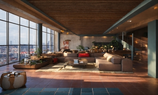 Couch, Window, Interior Design, Table, Sky, Floor
