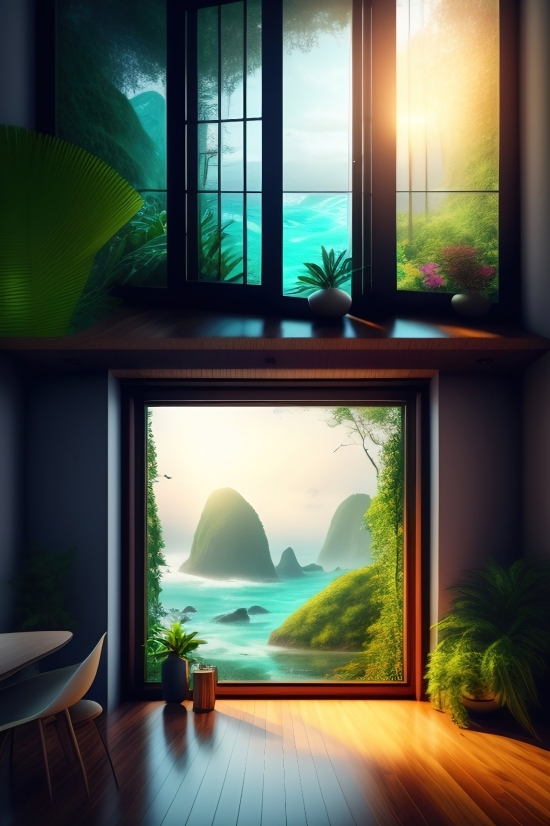 Create Picture With Ai, Window, Room, Interior, Home, Aquarium