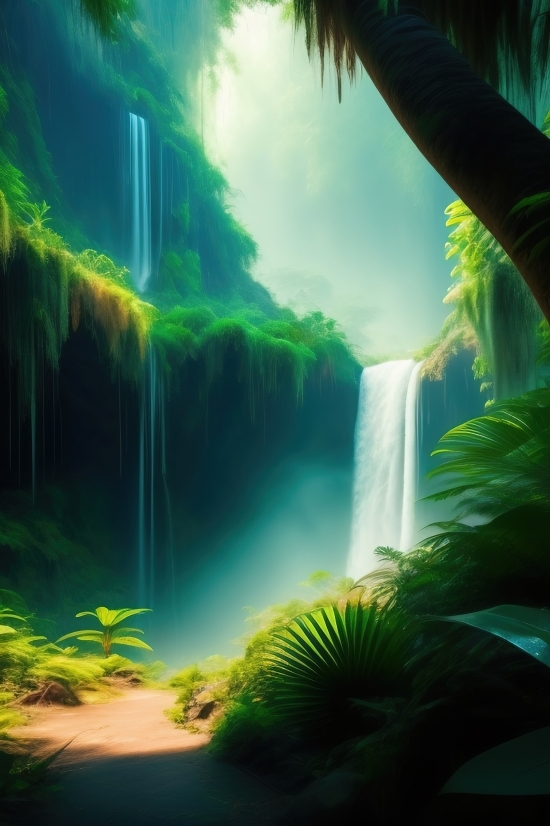 Dall E 2 Website, Water, Waterfall, River, Landscape, Laser
