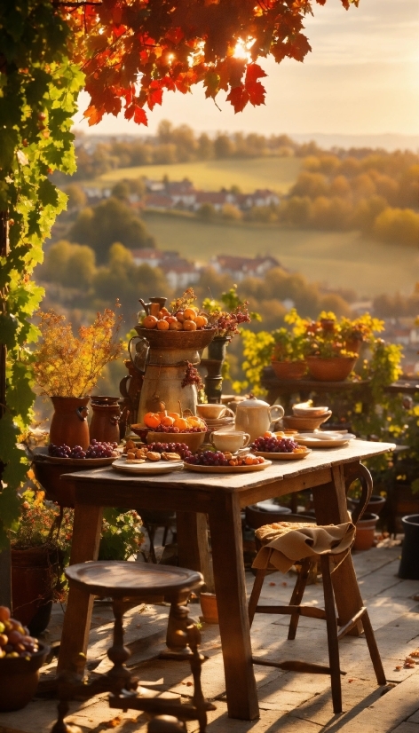 Decoration, Autumn, Table, Fall, Flowers, Tree