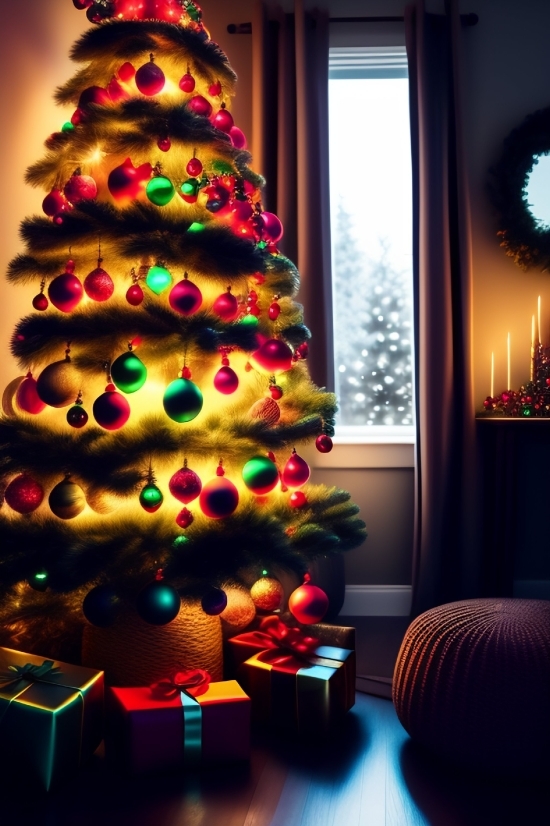 Decoration, Celebration, Holiday, Lights, Tree, Ball