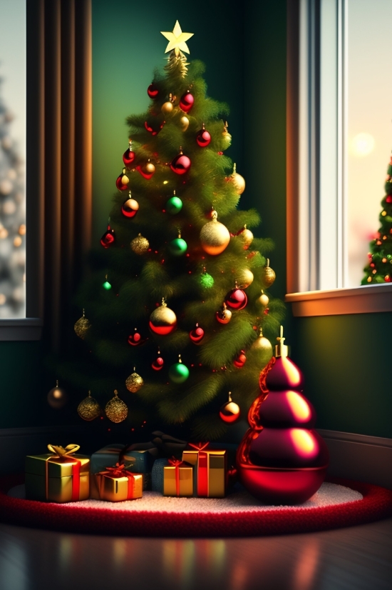 Decoration, Holiday, Tree, Celebration, Gift, Winter