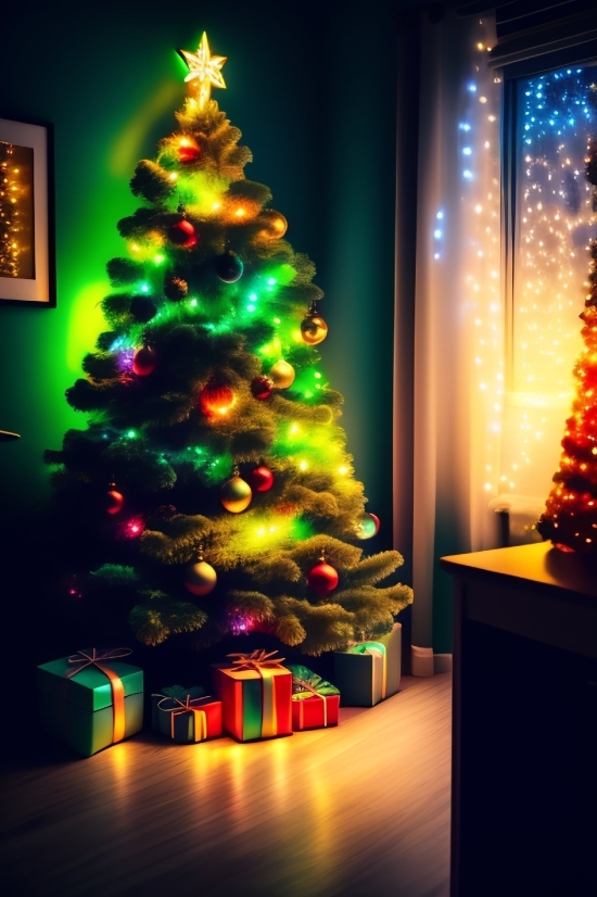 Decoration, Lights, Tree, Holiday, Celebration, Light