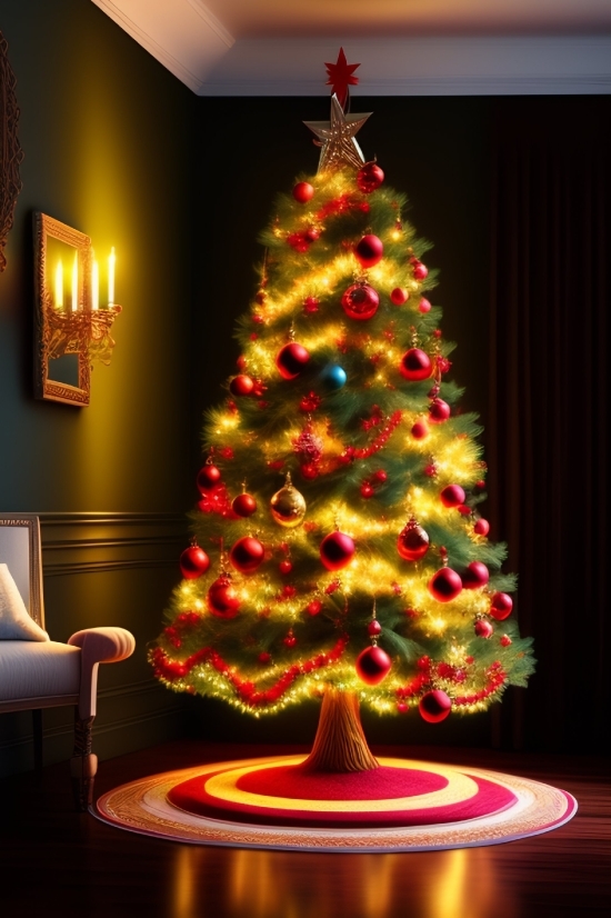 Decoration, Tree, Holiday, Night, Lights, Celebration