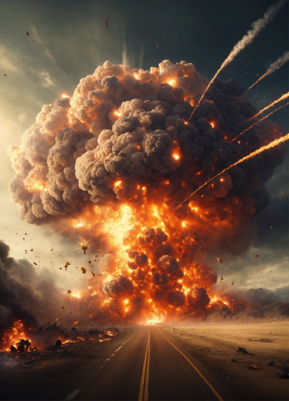 Drone Footage Royalty Free, Fire, Volcano, Nuclear Weapon, Blaze, Heat