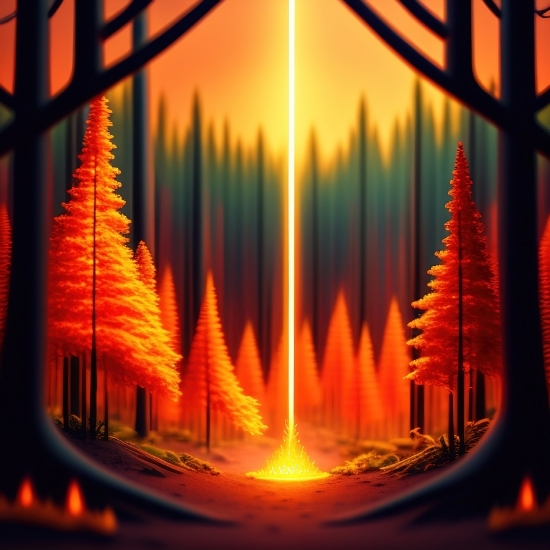 Fireplace, Fire, Flame, Fountain, Heat, Light