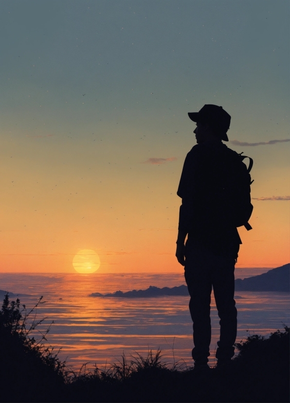 Fisherman, Sunset, Lighting, Silhouette, Beach, Sun