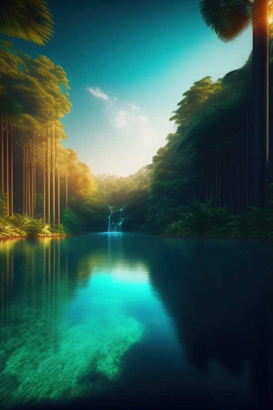 Fotor Ai Free, Lake, Landscape, Water, River, Sky