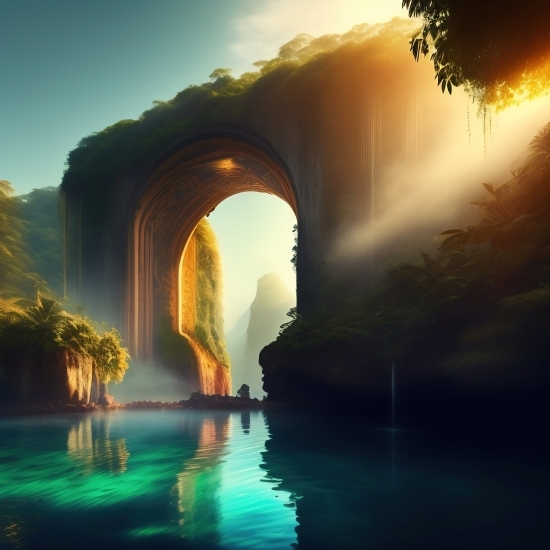 Fountain, Structure, Architecture, Sun, Water, River